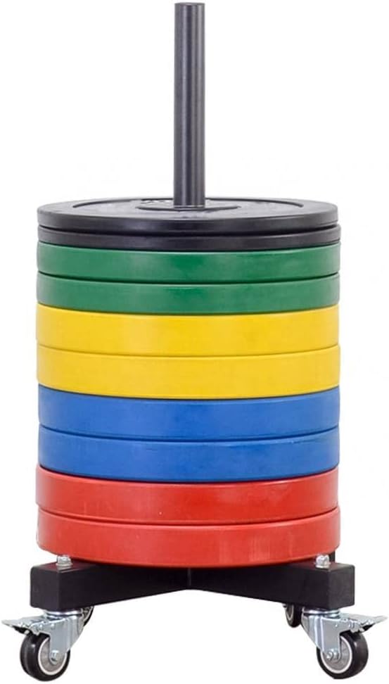 French Fitness Portable Bumper Plate Stacker Rack w/Wheels – Heavy-Duty 11-Gauge Steel Storage for Weight Plates, 360° Caster Wheels with Lock for Gyms & Home Fitness