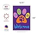 Toland Home Garden 112669 Welcome Paws- Purple Paw Print Flag 12x18 Inch Double Sided Paw Print Garden Flag for Outdoor House Cat Dog Flag Yard Decoration