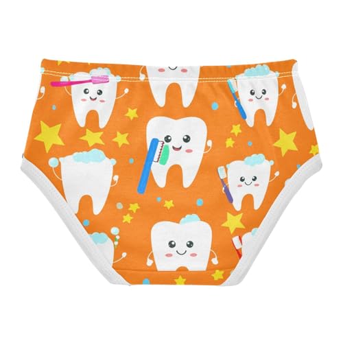 Cute Cartoon Happy Teeth Orange Little Girl Panties Toddler Girls Underwear Cotton Durable Briefs Undies Kids 2t2