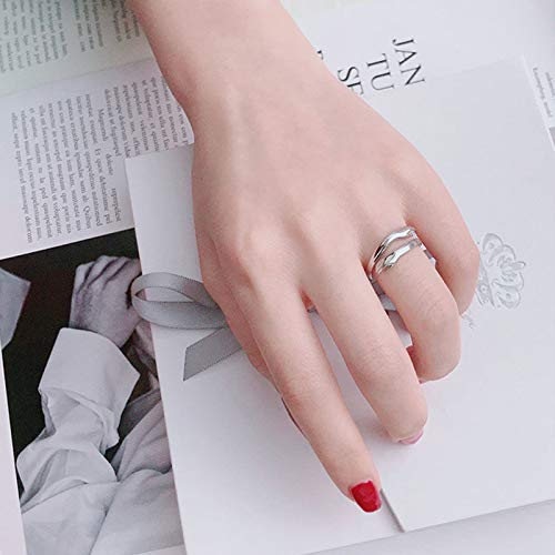 GULICX 925 Sterling Silver Hug Rings for Women, Adjustable Solid Vintage Silver Thumb Ring, Unisex Resizable Silver Hugging Hands Open Promise Ring Jewelry Hug Hands Mens Rings Couples Wedding Bands4
