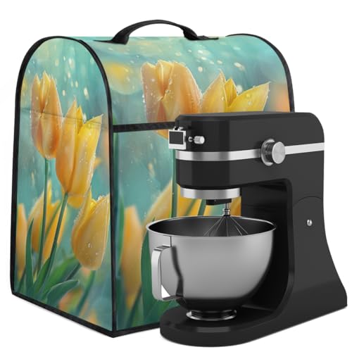 Coffee Maker Cover Tulip Flower Kitchen Appliance Covers Small Appliance Covers Blender Cover Juicer Cover Dust Covers for Kitchen Appliances with Top Handle and Pockets,Washable,B219