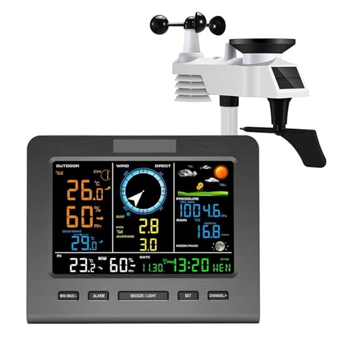 Estación meteorológica inalámbrica por Internet, pronóstico del tiempo, temperatura, presión, humedad, indicador de viento, lluvia, frase lunar, reloj despertador En tiempo real(Radio Transmission)