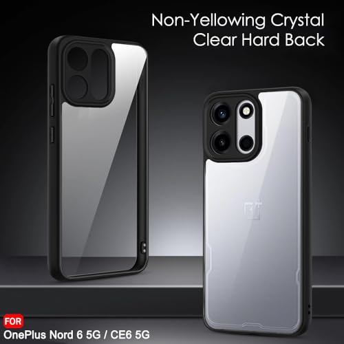 Image of TheGiftKart for OnePlus Nord 6 5G / CE 6 5G Case | Hard Clear Back Cover | Non-Yellowing Back | Camera & Screen Protection | Hybrid Protective Transparent Back Cover (PC & TPU, Black Sides)