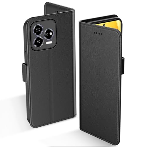Aiziki Handyhülle für ZTE Blade V70 Vita Tasche, RFID Leder Klappbar Schutzhülle Tasche Wallet Brieftasche Cover Flip Hülle [Kartenfächern] Kompatibel mit ZTE Blade V70 Vita Hülle -Schwarz