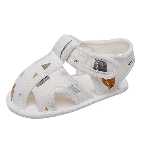 Infant Boys Girls Cartoom Prints Shoes First Walkers Shoes Summer Toddler Breathable Baby Boy Sandals 3-6 Months (Beige, 0-6 Months)