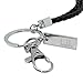 Boshiho Vertical Style Leather ID Card Badge Holder with Keychain Lanyard (Black with Keychain)