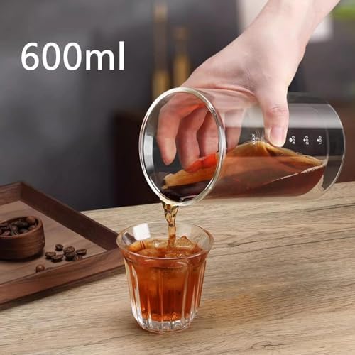 Cold Brew Drip Tower with Adjustable Water Flow,Cold Brew Drip Tower Coffee Maker, 600ml Reusable Glass Pot with Adjustable Dripper, Perfect for Home & Office, Brew 2-3 Cups of Smooth, Rich