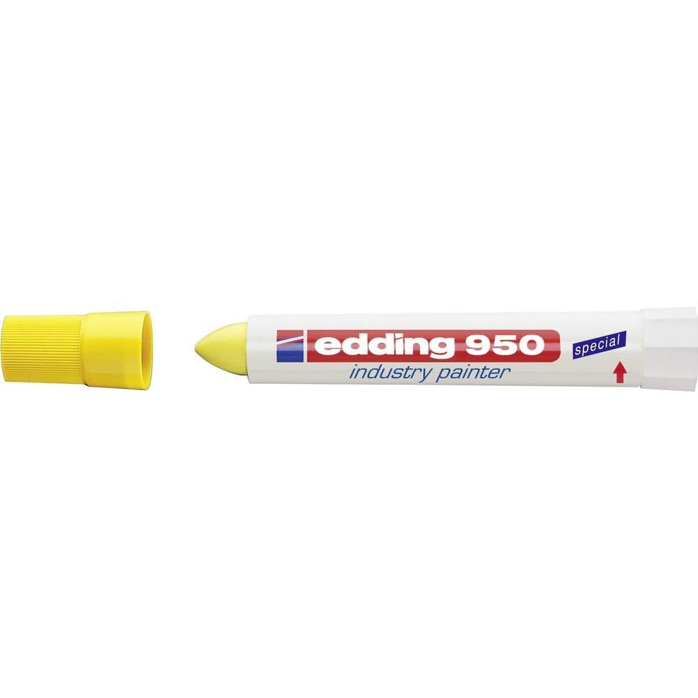 edding 950 Industry Painter - Yellow - 1 Pen - Round Tip 10 mm - Marker for Writing On Metal, Rocks, Wood - Rough or Wet Surfaces - Permanent, Waterproof