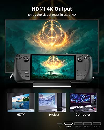 【2023 New】 Steam Deck Dock, Easysmx Docking Station Compatible With Steam Deck, 5-In-1 Steam Deck Dock With Hdmi 2.0 4K@30Hz, 3 Usb-A And Fast Charging Usb-C Port,Steam Deck Accessories #TOP2