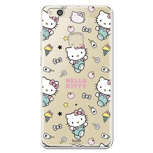 Personalaizer Custodia in silicone flessibile trasparente per Huawei P10 Lite con motivo Hello Kitty e adesivi - Stile Kawaii - Cover TPU