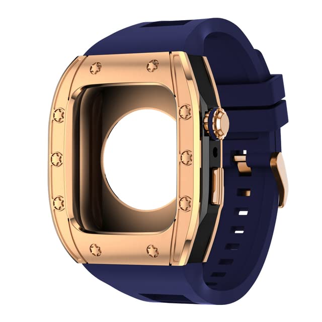 Bracelet en caoutchouc et boîtier Apple Watch 44mm série 6 5 SE avec lunette en métal