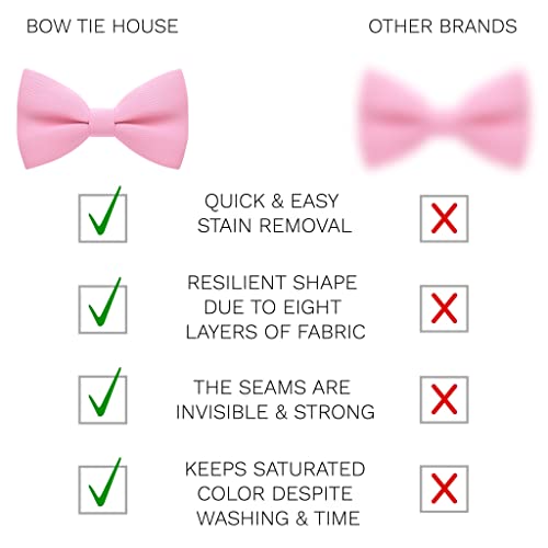Image of Bow Tie House Mens Bowties Pre-tied Shape Clip on Bowtie Solid Men Formal Wear for kids, baby boys, toddler any age bow ties