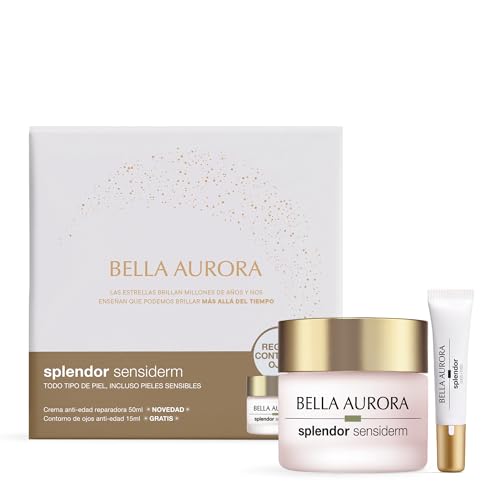 Bella Aurora Splendor Sensiderm, Crema Anti Edad Reparadora con Contorno de Ojos, Pack 50ml + 15ml, Para Todo Tipo de Piel Incluso Sensible
