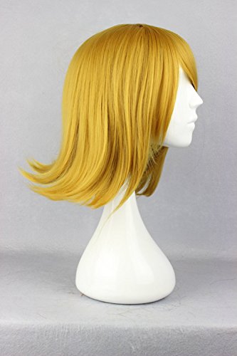 Women's 16Inch Short Blonde Synthetic Hair Full Wig High Temperature Fiber Party Cosplay Wigs + Wig Cap #TOP1