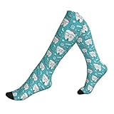 Anceky Calcetines de compresión con estampado de pasta de dientes para mujeres y hombres, 15-20 mmHg, ideales para enfermeras, viajes, correr, deportes, etc.