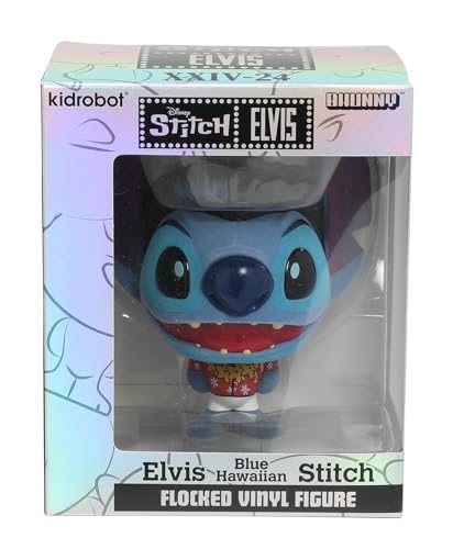 Kidrobot Figurine Bhunny Stitch x Elvis HawaÏ (11cm) Effet Velour Halloween, 4
