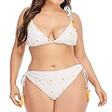 YZWC Damen Badeanzug Bikini Set Badeanzug Sommer Bademode Bikini Blütenblatt Spitze Sling Dreieck Fette Frau Übergröße Badeanzug Triangle Damen Bademode Strandmode Bedruckter Swimsuit Beachwear