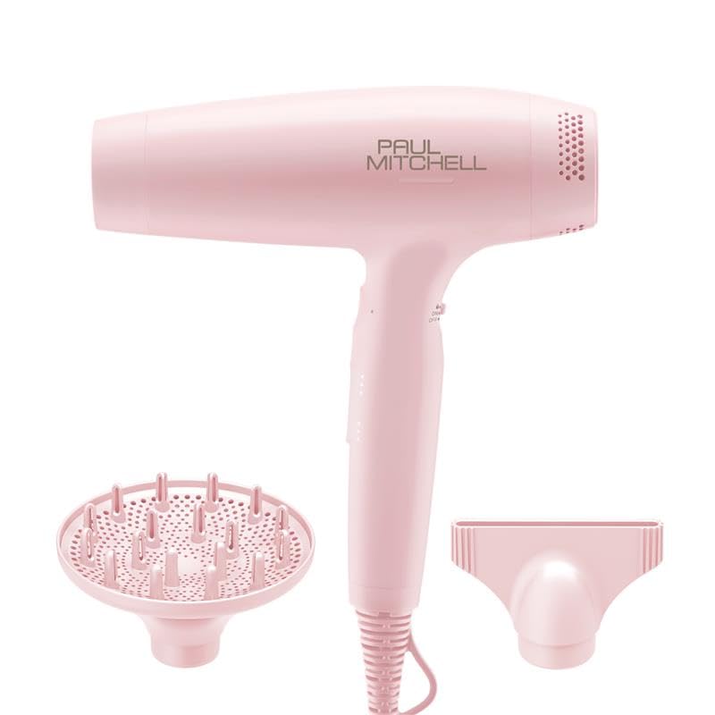 Paul Mitchell Dry Lightweight Professional Hair Dryer Multiple Heat + Speed Settings for Salon-Level Blowouts Pink