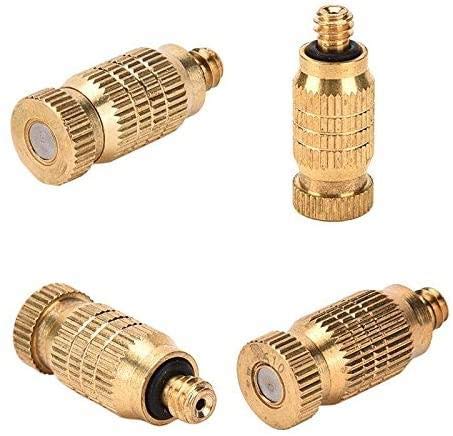 20Pcs Garden Brass Misting Nozzles High Pressure Spray Misting Nozzle Atomizing Nozzle For Greenhouse,Landscaping,Dust Control,Outdoor Cooling System,0.008Inch Orifice (0.2Mm), 3/16 Unc #TOP1