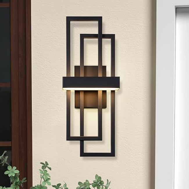 LamQee Modern Outdoor Wall Lights 20 inch Dual Rectangle 12W Black