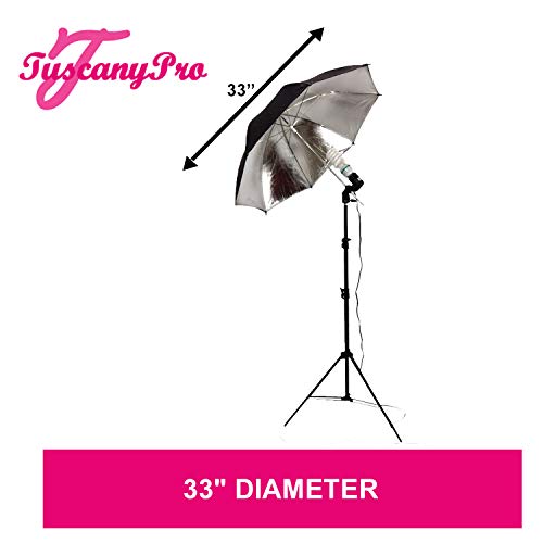 Tuscanypro Makeup Artist Umbrella Light Set - Carry Bag And Two Cellphone/Brush Holders Included - High-Quality Product With 5 Years Warranty #TOP4