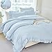 ANGIYUIN Light Blue Ruffle Girls Comforter Set Twin Size 5 Pieces Ruffled Farmhouse Bed in A Bag Solid Boho Bedding Comforter Sets Soft Fluffy Bed Sets for Kids Girl(Light Blue Twin)
