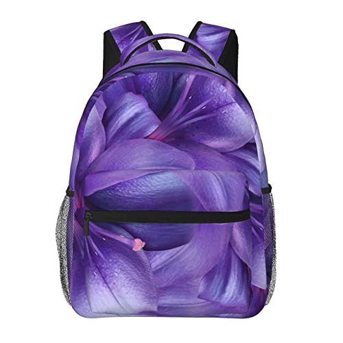 Sac à dos ordinateur portable violet à motif fleurs de lys grand format