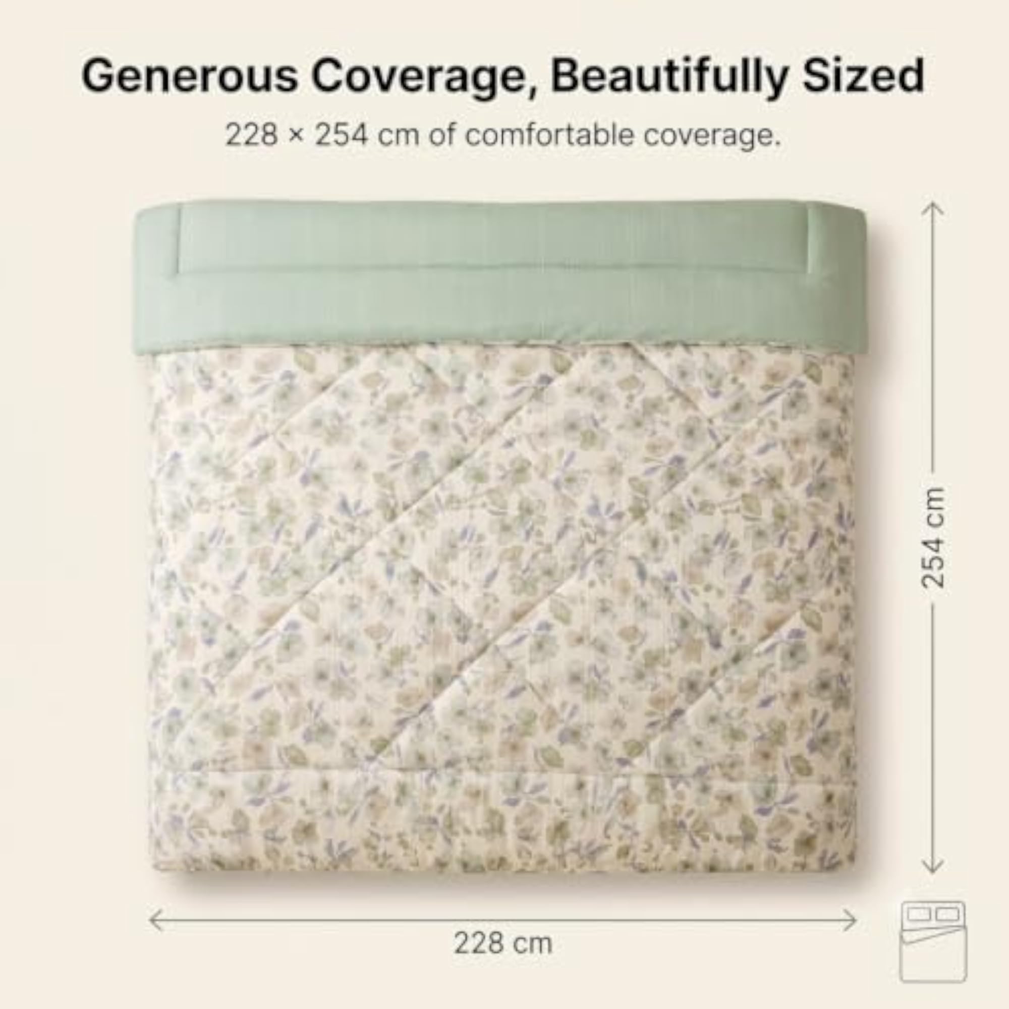 280 GSM Cloud Cotton King Size Comforter, Floral Design