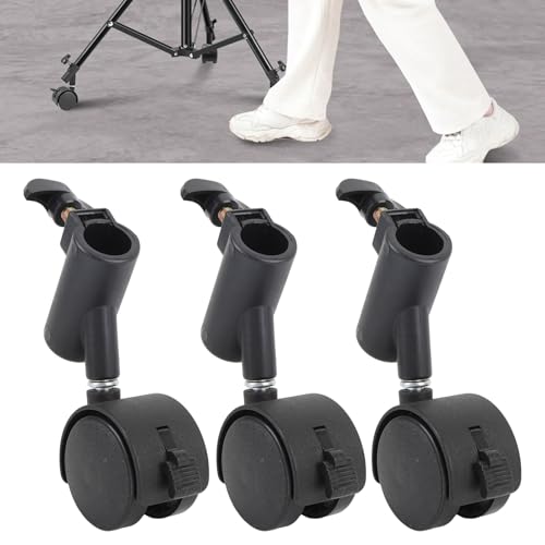 Image of Light Stand Wheels Set, 3 Pack Silent 360 Casters Light Stand with Brake, Tripod Wheels for Photo Studio Video Professional Equipment