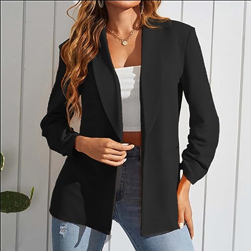 Womens Casual Solid Color Blazers Open Front Long Sleeve Suit Jacket Work Business Office Blazer Jackets with Pockets2