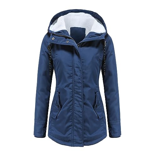 LOIJMK Chaqueta cortavientos para mujer, abrigo con forro cálido, chaqueta cortavientos de invierno, chaqueta con capucha de manga larga, ropa de exterior, corte regular, chaquetas para mujer con