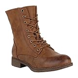  stiefelparadies Damen Stiefel Leicht Gefütterte Stiefeletten Schnürstiefeletten Schuhe 150127 Braun Berkley 38 Flandell