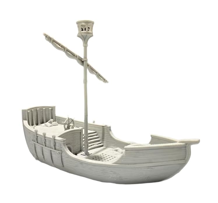 Centrion Studio Ancrabourg Merchant Ship – Large Miniature Vessel for 28mm Tabletop Miniatures – Detailed Multi-Deck Boat Model for DND, Pathfinder, Wargaming – 3D Printed Terrain with Accessories