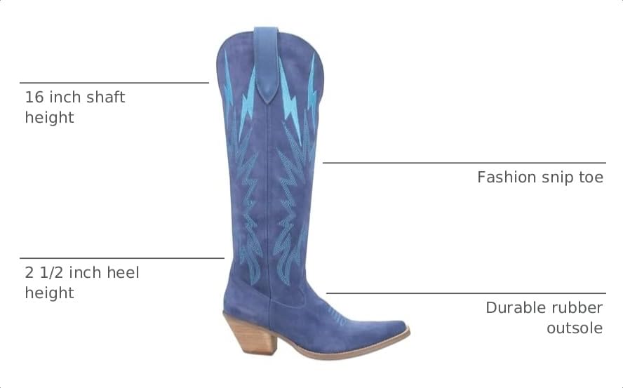 Image of Dingo Womens Thunder Road Embroidered Snip Toe Casual Boots Knee High Mid Heel 2-3 inch