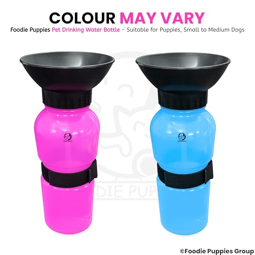 Image of Foodie Puppies Portable Dog Water Bottle, (530ml,18Oz) Color May Vary | Leak-Proof Easy Squeeze Pet Water Dispenser with BPA-Free Drinking Cup | Walking, Hiking, Travel & Road Trips