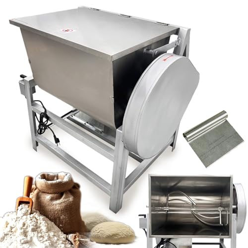 IntXanth 110LB Commercial Dough Mixer, Stainless Steel Commercial Food Mixer, Heavy Duty Flour Mixer Dough Kneading Machine with 90° Tilt Bucket, 50KG Kneading Capacity 3000W