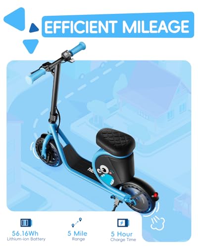 Hiboy JoyHaul Electric Scooter for Kids, Ages 4-10 – LED Neon Lights, 100W Brushless Motor, 56.16Wh Battery, Under-Seat Storage & Safety Brake, Blue - Thumbnail 6