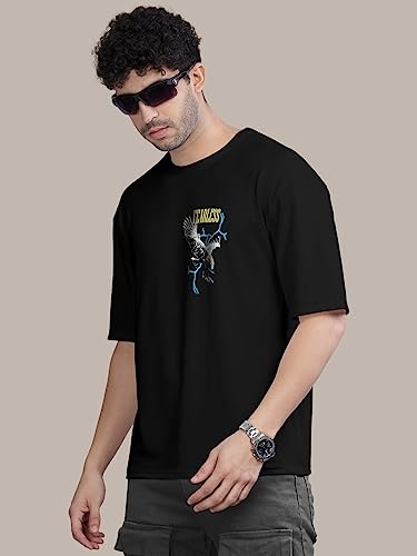 Image of BULLMER Peach Trendy Front Printed oversized Round Neck T-shirt for men