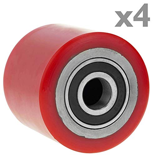 PrimeMatik - Rueda para transpaleta Rodillo de Poliuretano de 80x70 mm 800 Kg 4-Pack