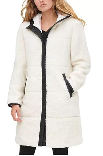 Levi's Women's Full Length Sherpa Quilted Parka Jacket, Cream, Medium #TOP18