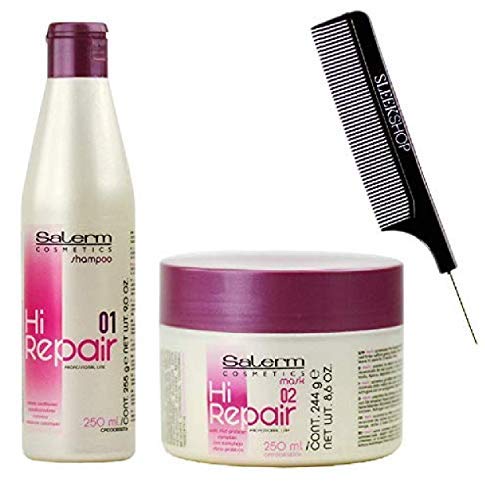 Salerm Hi Repair Shampoo & Mask Conditioner Duo Set, High Repair Damaged Hair For Strong, Full Bodied Shine Softness Masque (250 Ml (9 Oz) + 250 Ml (9 Oz) - Duo Kit) #TOP17
