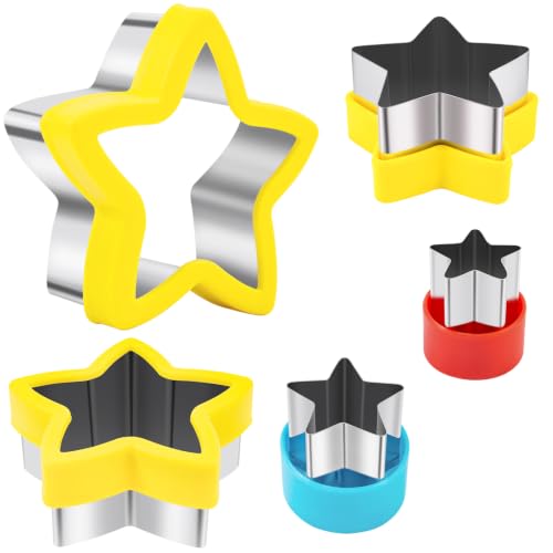 Nifogo Star Cookie Cutters 5 Pcs, Mini Small Large Sizes Stainless Steel Sandwich Cutter, Vegetable Fruit Cutters Shapes for Kids Boys Girls