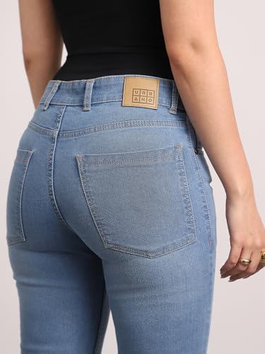 Image of Urbano Fashion Women's Mid Rise Bootcut Washed Jeans Stretchable