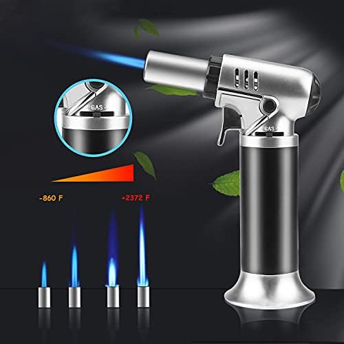 VICBAY Blow Torch Refillable Kitchen for Mother's Gift - Adjustable Flame Butane Gas Torch for Kitchen Tool/ Cooking/ Creme Brulee/ Garden BBQ/ Crafts/ Baking/ Chef/ Desserts (Butane Gas Not Included)