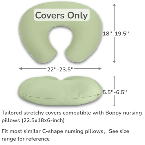 Teleamica 2 Pack Ultra Soft Original Boppy Compatible Pillow Covers Boy, Stretchy Nursing Pillow Cover Girl, Easy to Use & Clean (Dusty Green,Terracotta Tile)