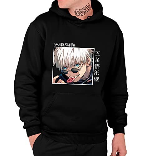 Moletom Com Capuz Gojo Satoru Jujutsu No Kaisen Cor:Preto;Tamanho:M