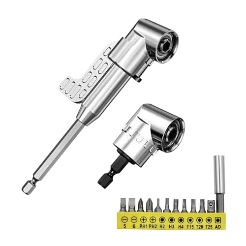 2 cubos de tornillo de esquina con broca de destornillador de curva multifunción, accesorio de taladro de ángulo recto multiusos, extensión de broca flexible con 12 piezas de cabeza de lote para