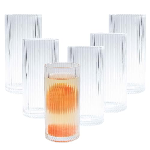 Eden & Willow Striped Highball Glasses | Durable and Stylish, Tumblers for Cocktails, Hot and Cold Drinks (Set of 6, 350ml) - Image 5