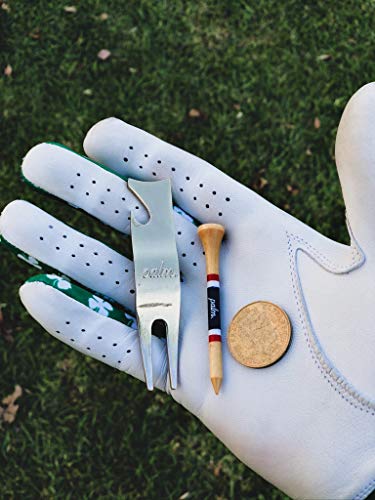 Palm Divot Repair Tool, Ergonomic 3 in 1 Design, U Shaped Top to Rest Clubs, Bottle Opener, Lightweight and Sturdy (Gold)