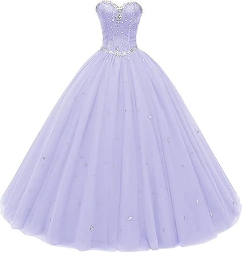 Likedpage Women's Sweetheart Ball Gown Tulle Quinceanera Dresses Prom Dress (US12, Lilac Purple) … …